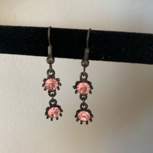 Pink crystal pierced earrings